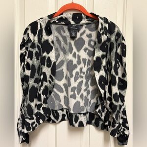 Nina Leonard Black and Gray Patterned Shrug